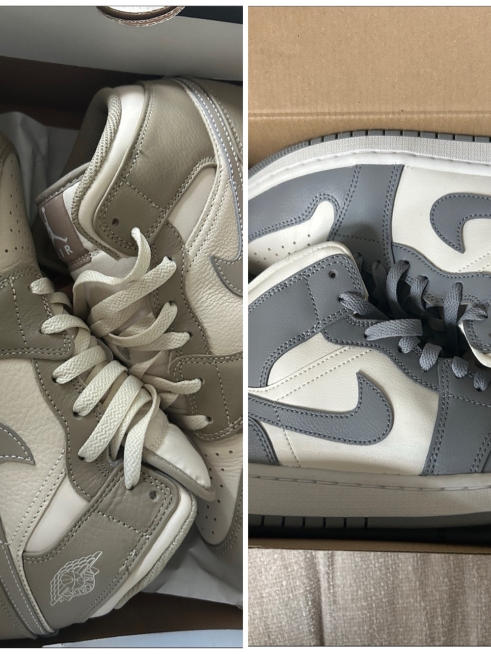 Nike Air Jordan 1 Mid Sneakers in Grey & Cream